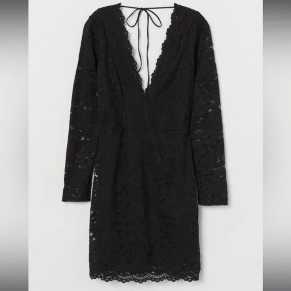 NWT H&M Black Lace V Neck Dress